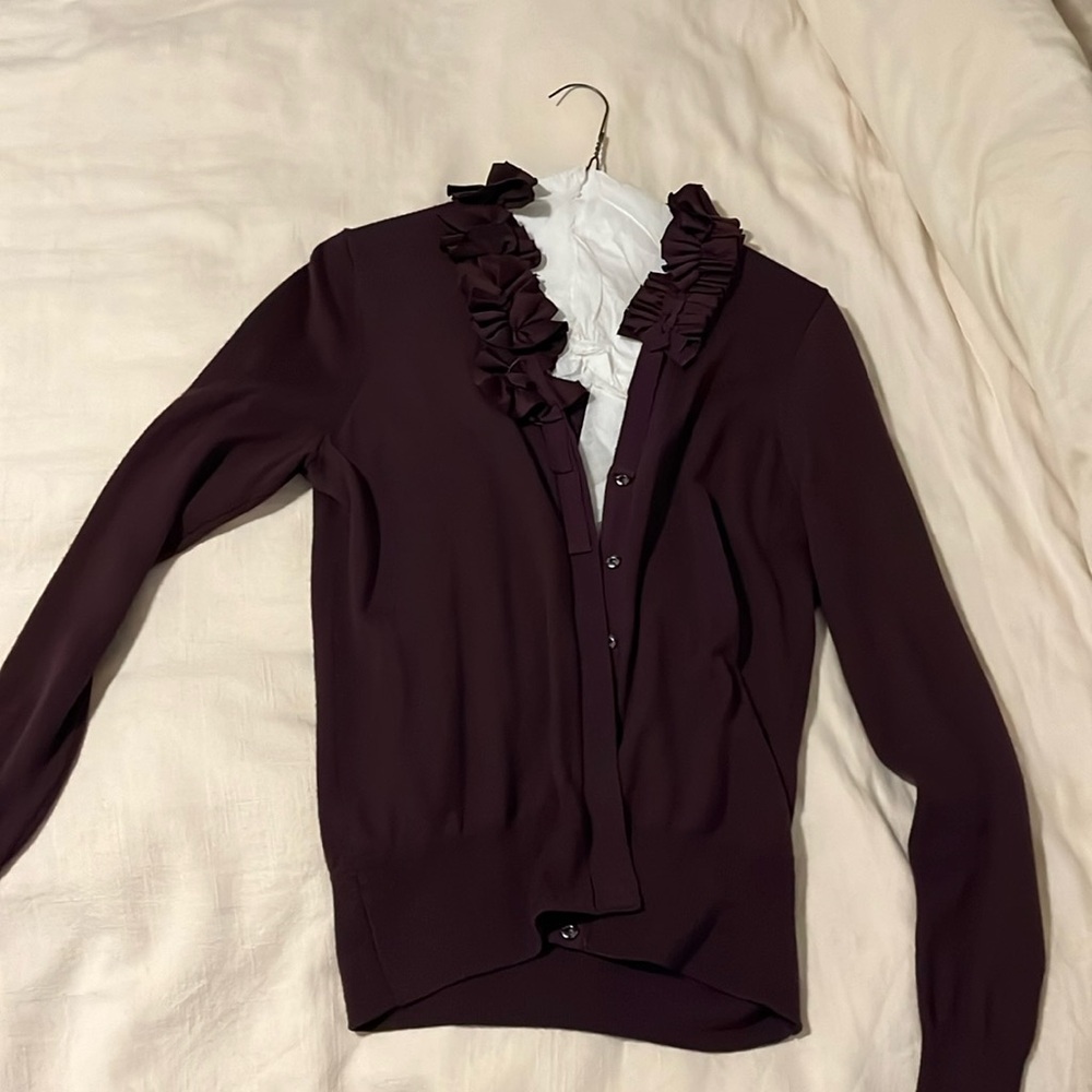 Purple cardigan with beautiful collar detail